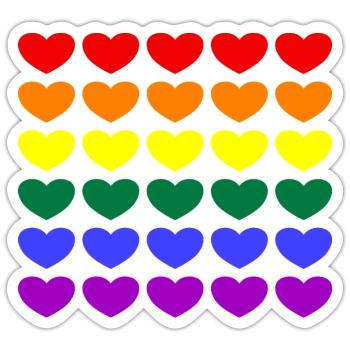 Rainbow Hearts - Sticker Größe S (10 x 10 cm) - Mattweiß - Vorne