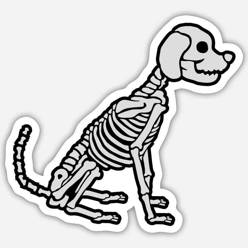 Halloween Skeleton Dog Design - Sticker size S (10 x 10 cm) - white matte