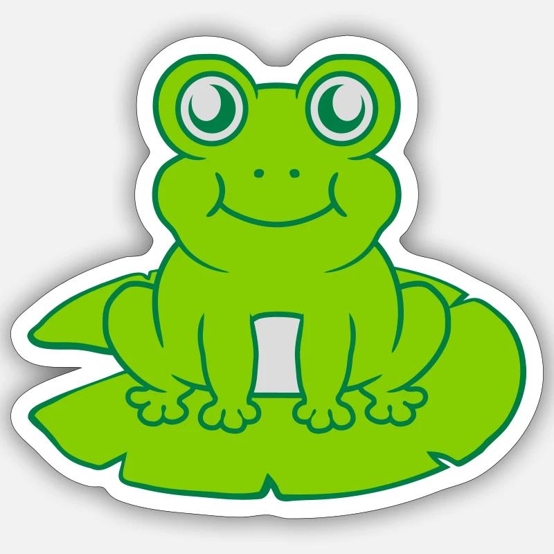 Frosch sitzt Seerose Seeblatt Sticker Größe S (10 x 10 cm)