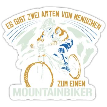 Mountainbiker und ? - Mountainbiker Mountainbike - Sticker Größe S (10 x 10 cm) - Mattweiß - Vorne