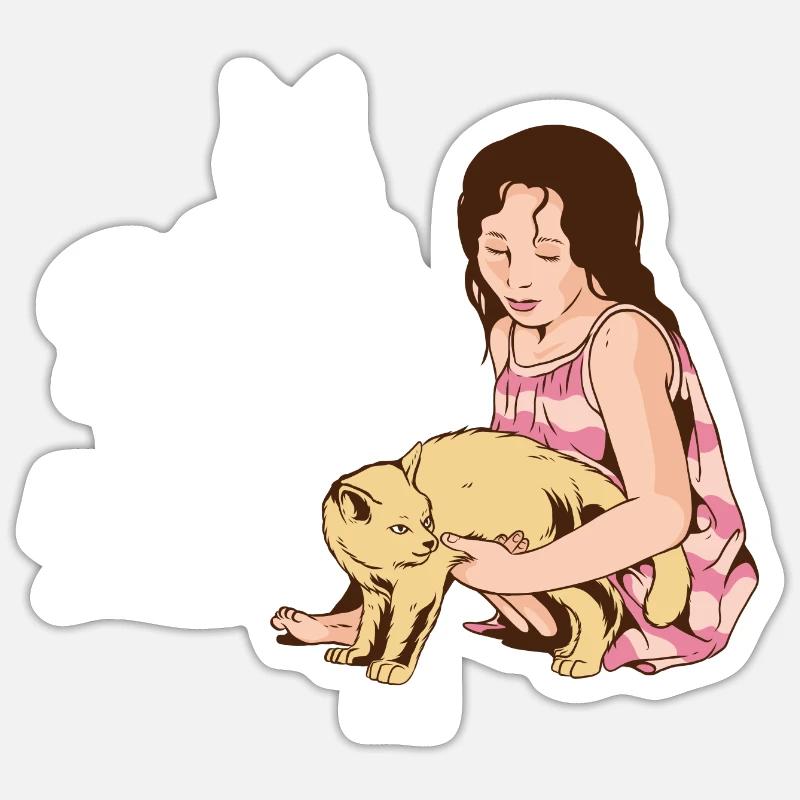 Maman chat - Sticker taille S (10 x 10 cm) - blanc mat
