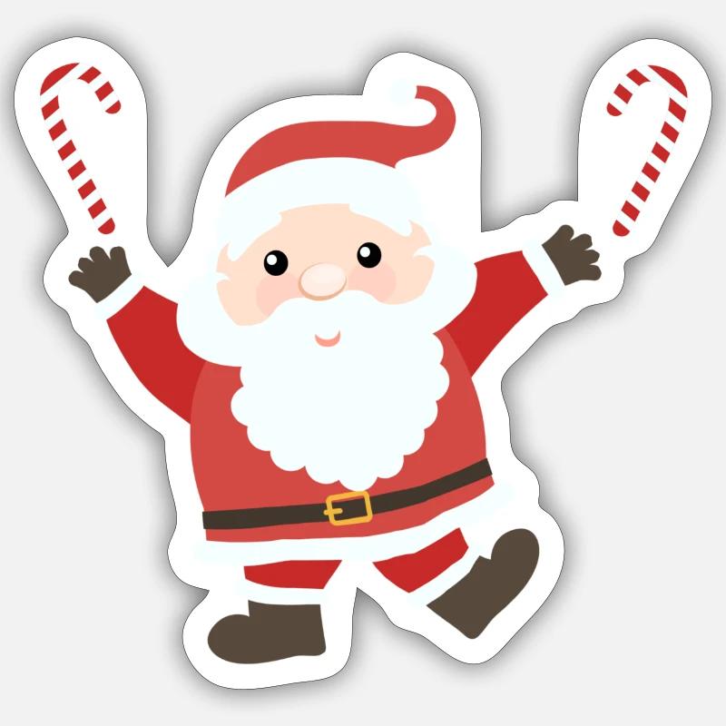 Père noel cute sucre d'orge - Sticker taille S (10 x 10 cm) - blanc mat