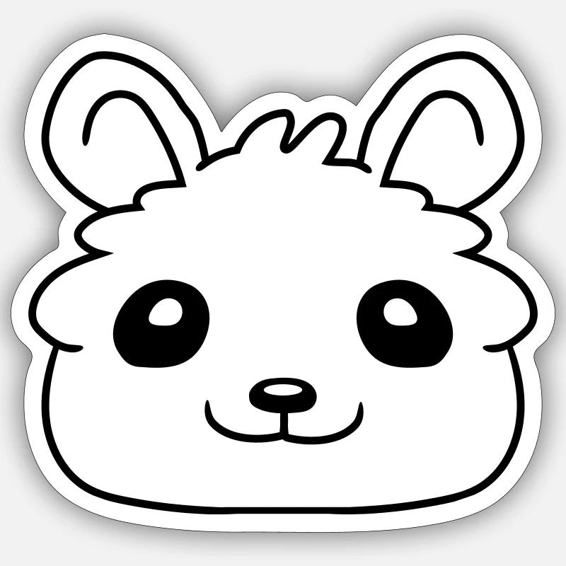 Visage petit cher hamster - Sticker taille S (10 x 10 cm) - blanc mat