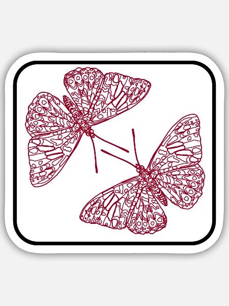 BH-GZ Schmetterlinge - dunkelrot - Sticker Größe S (10 x 10 cm) - Mattweiß