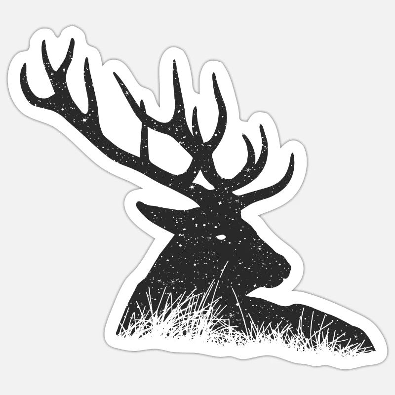 Cerf - Sticker taille S (10 x 10 cm) - blanc mat