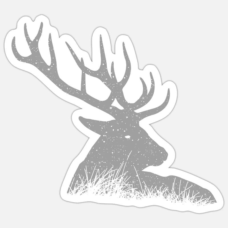 Hirsch - Sticker Größe S (10 x 10 cm) - Mattweiß