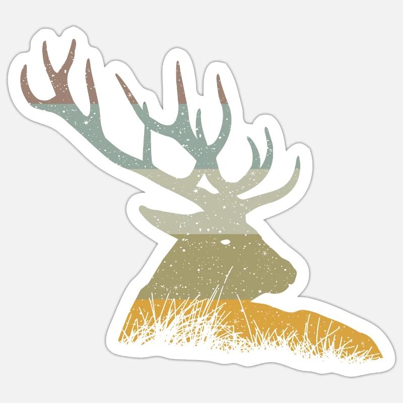 Cerf - Sticker taille S (10 x 10 cm) - blanc mat