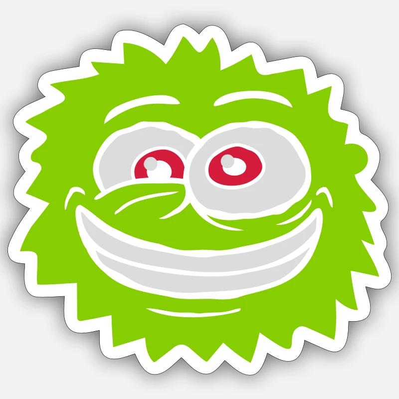 Hairy monster crazy face Sticker size S (10 x 10 cm)