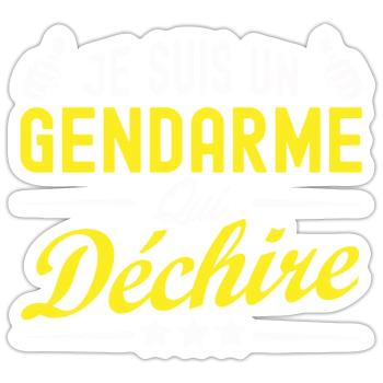 je suis un gendarme qui déchire / humour gendarme - Sticker taille S (10 x 10 cm) - blanc mat - Devant