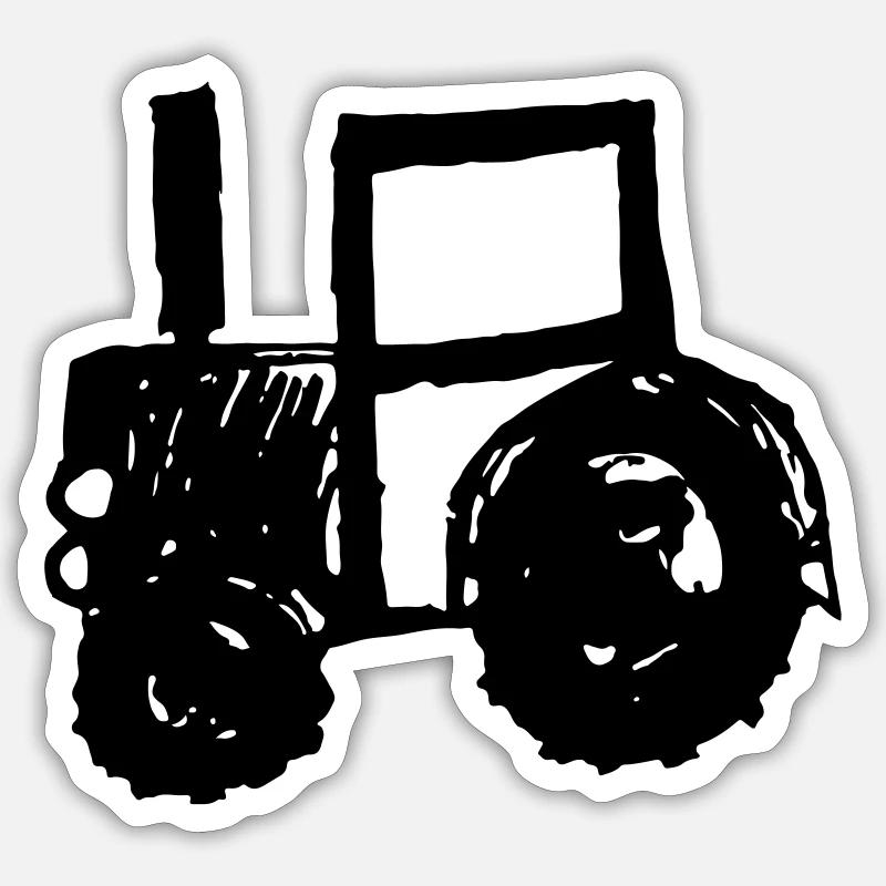 Traktor Kinder Zeichnung Geschenkidee Sticker Größe S (10 x 10 cm)