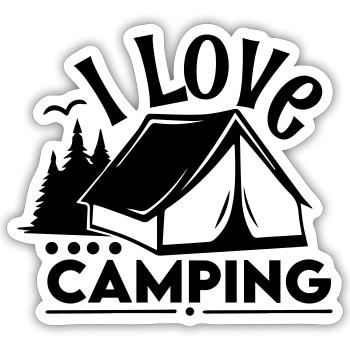 I Love Camping 01 - Sticker Größe S (10 x 10 cm) - Mattweiß - Vorne