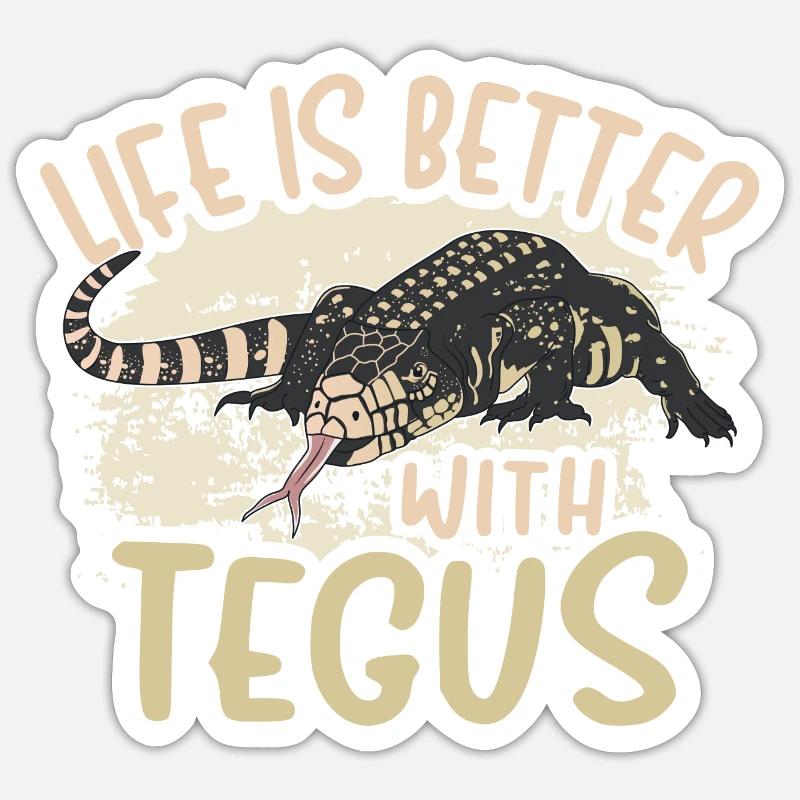 Lézard Tegu Herpétologiste - Sticker taille S (10 x 10 cm) - blanc mat