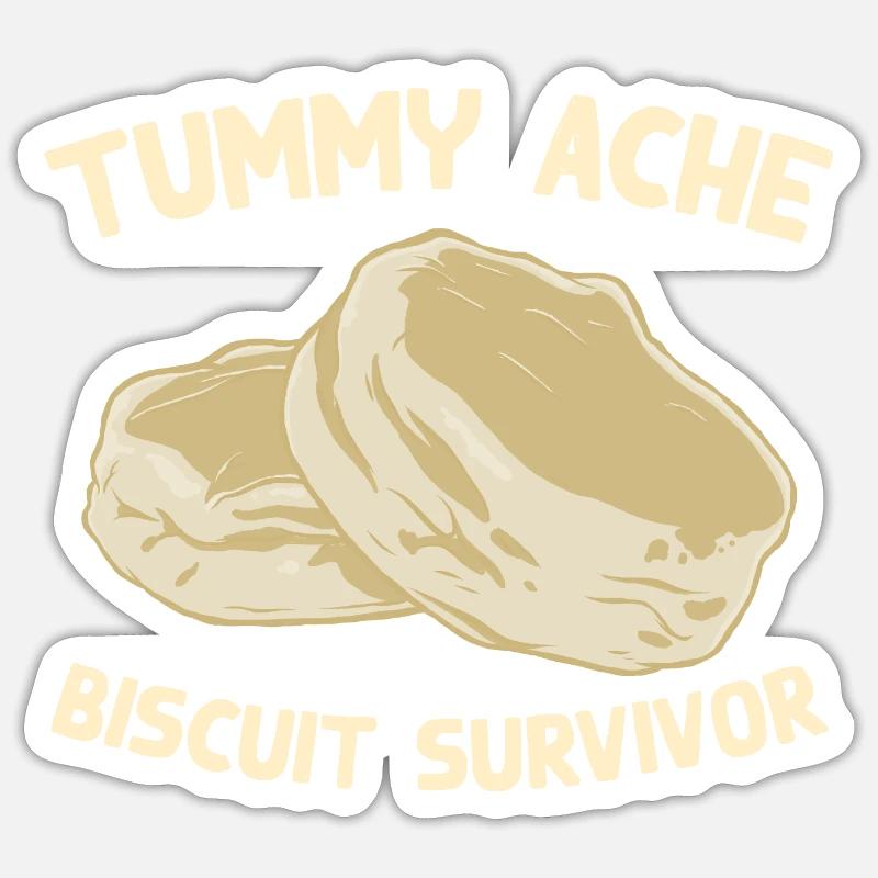Mal de ventre Biscuit Survivant Drôle de nourriture préférée - Sticker taille S (10 x 10 cm) - blanc mat