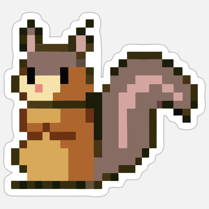 Eichhörnchen Pixel Art Geschenkidee Sticker Größe S (10 x 10 cm)
