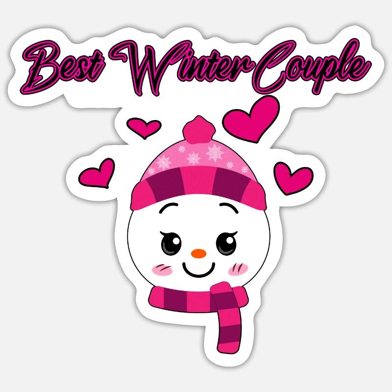 Paar Winter - Sticker Größe S (10 x 10 cm) - Mattweiß