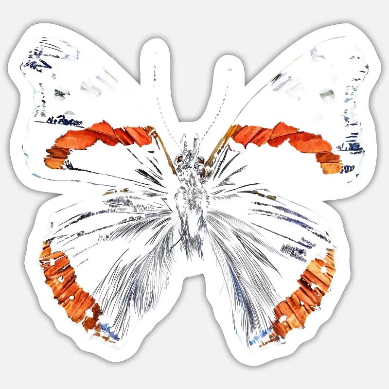 Papillon - Sticker taille S (10 x 10 cm) - blanc mat