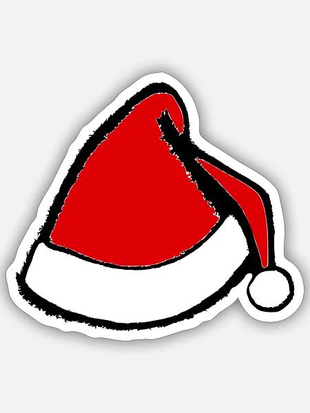 Chapeau de Noël Père Noël Vecteur de Noël - Sticker taille S (10 x 10 cm) - blanc mat