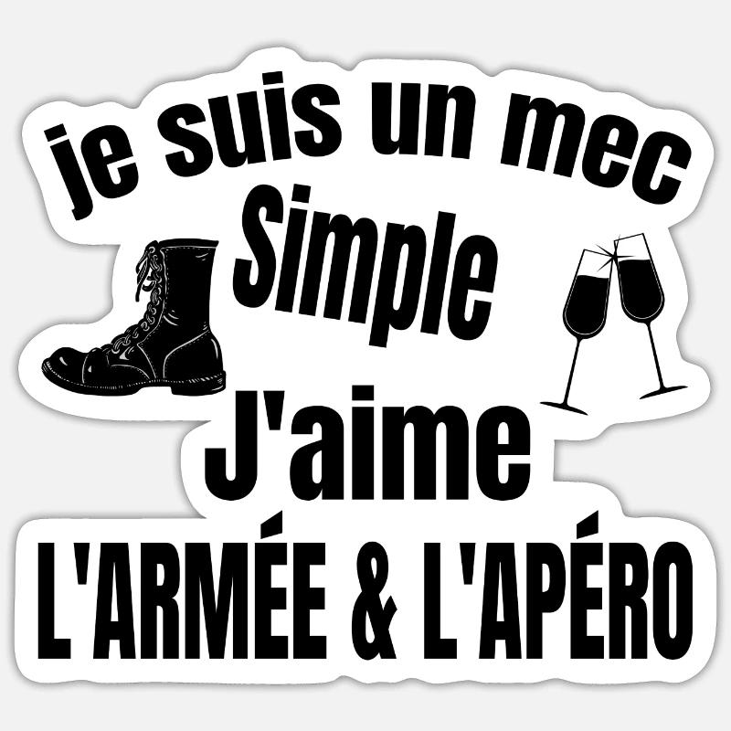 armée et apéro - Sticker taille S (10 x 10 cm) - blanc mat