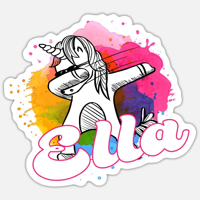 ELLA - Schöner Name mit dabbing Einhorn Sticker Größe S (10 x 10 cm)
