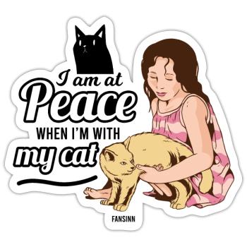 Femme Chat Pet Girl Femme - Sticker taille S (10 x 10 cm) - blanc mat - Devant