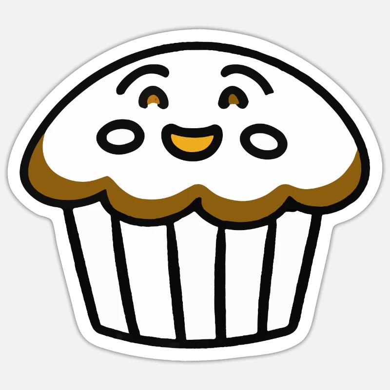 Cute Muffin with Face Vector Sticker size S (10 x 10 cm)