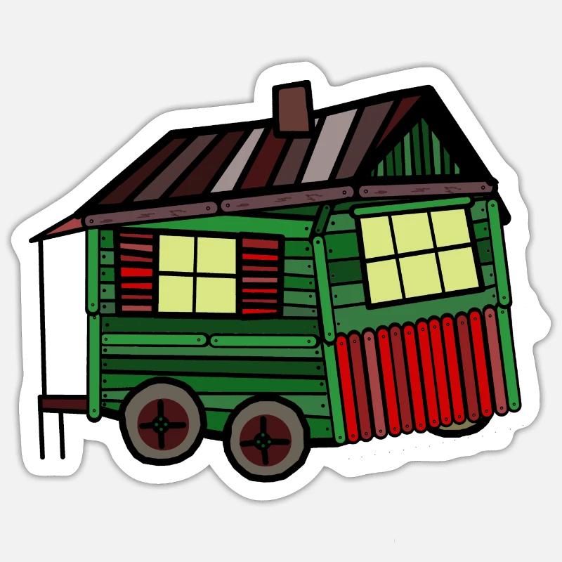 Fière roulotte de cabane en bois constructeur maison Sticker taille S (10 x 10 cm)