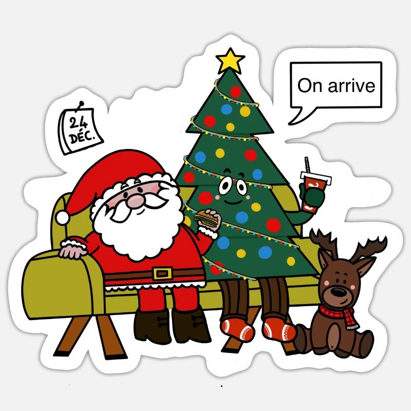 Santa Claus we arrive - Sticker size S (10 x 10 cm) - white matte