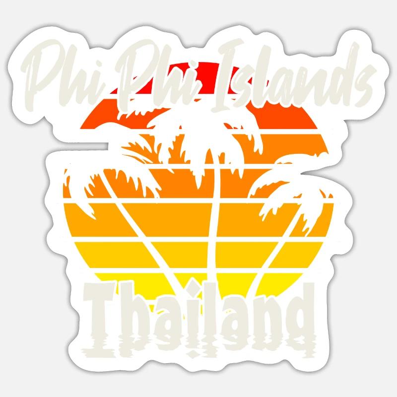 Îles Phi Phi Thaïlande - Sticker taille S (10 x 10 cm) - blanc mat