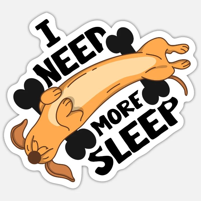 Teckel endormi Teckel Teckel Teckel Sleepy Cap Sticker taille S (10 x 10 cm)