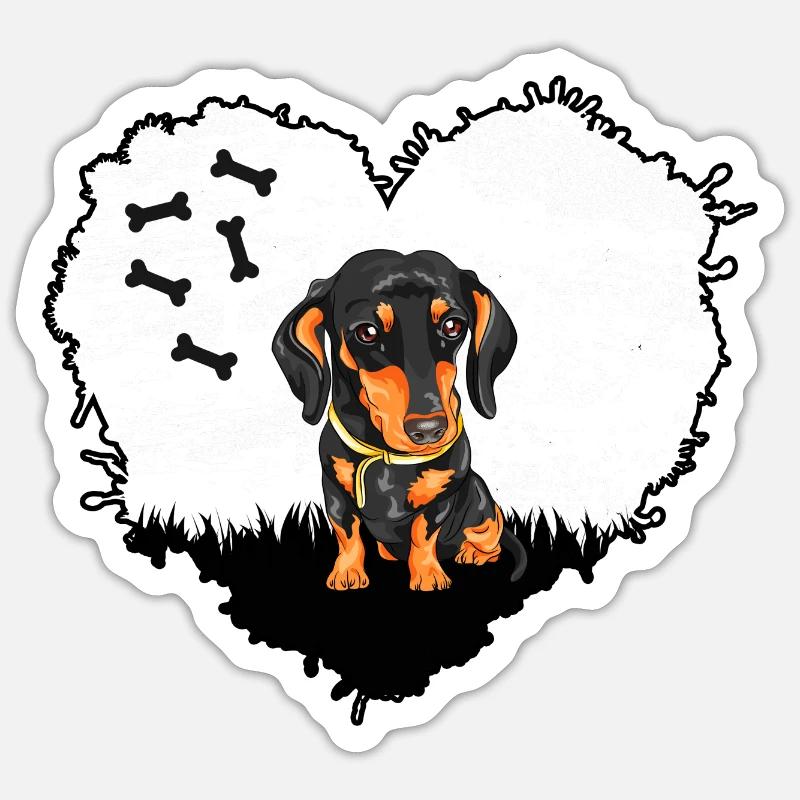 Teckel teckel Chien de chasse Teckel Teckel Ami - Sticker taille S (10 x 10 cm) - blanc mat