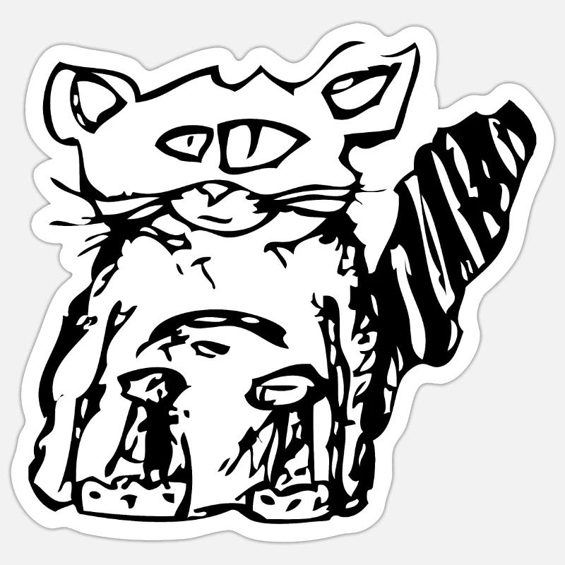 SEUL CHAT TRISTE - Sticker taille S (10 x 10 cm) - blanc mat