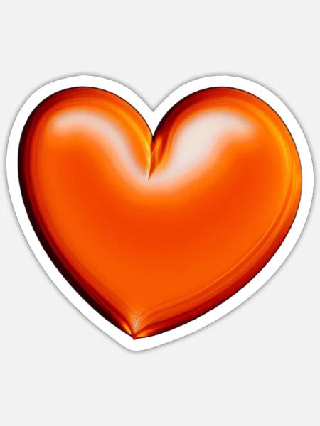 Herz orange rot Geschenkidee - Sticker Größe S (10 x 10 cm) - Mattweiß