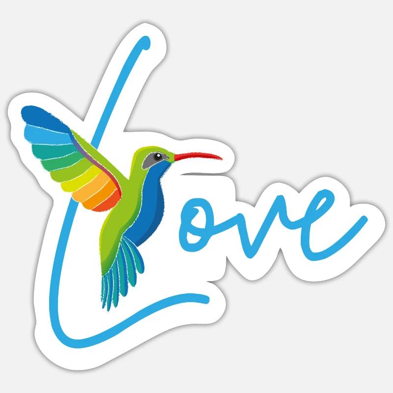Colibri Amour blanc - Sticker taille S (10 x 10 cm) - blanc mat