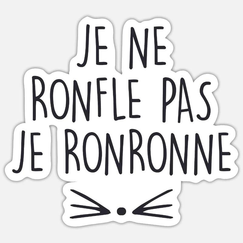 je ne ronfle pas je ronronne - Sticker taille S (10 x 10 cm) - blanc mat