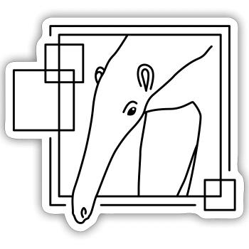 Fourmilier en forme géométrique - Conception d’art au trait - Sticker taille S (10 x 10 cm) - blanc mat - Devant