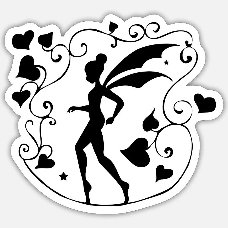 Fée Silhouette - Sticker taille S (10 x 10 cm) - blanc mat