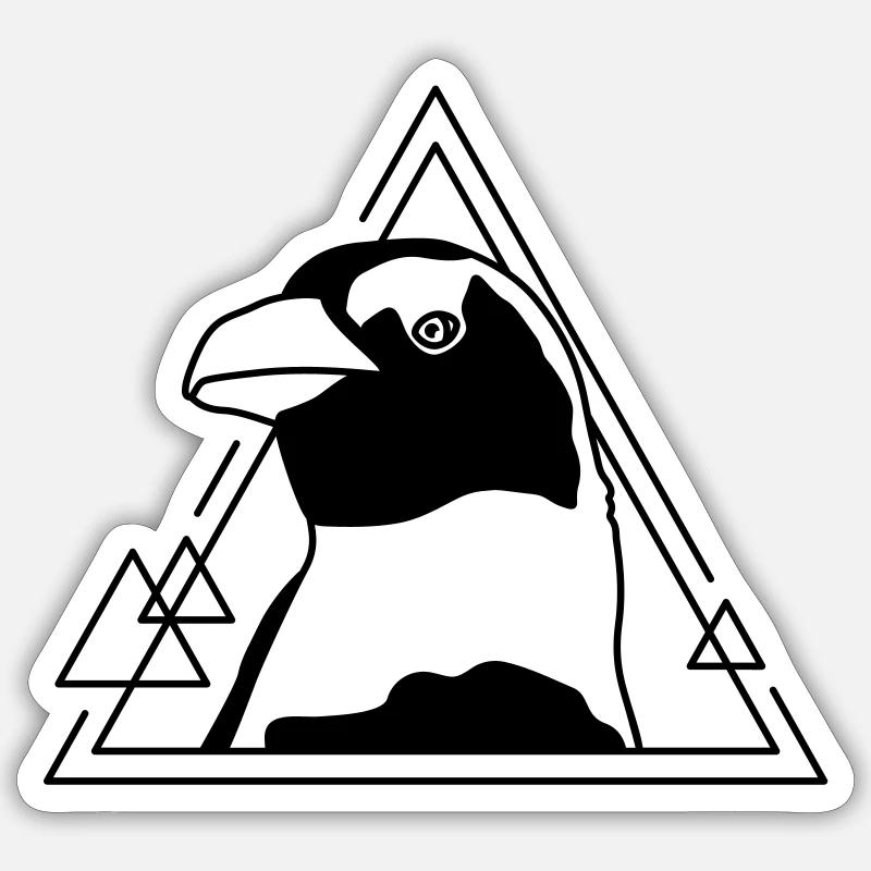 Pingouin en design géométrique - Sticker taille S (10 x 10 cm) - blanc mat