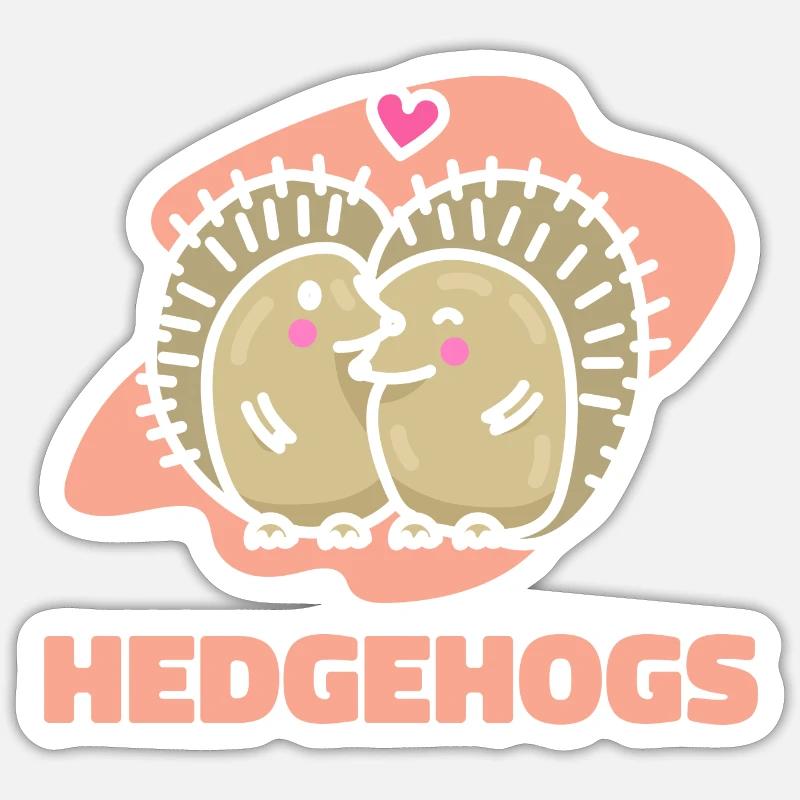 Cadeau de Saint-Valentin Hedgehog - Sticker taille S (10 x 10 cm) - blanc mat