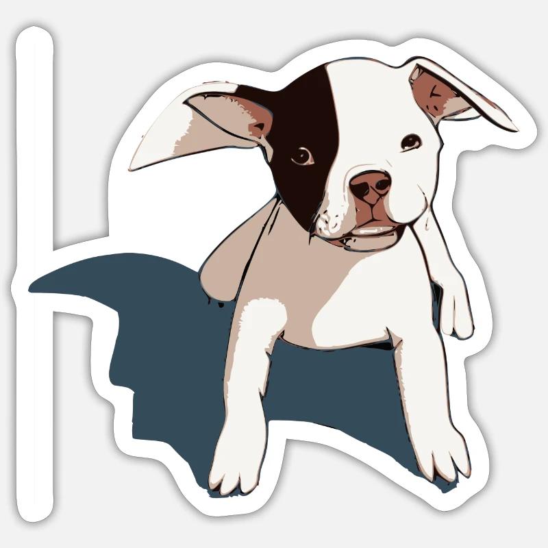 Mignon bébé Pitbull - Sticker taille S (10 x 10 cm) - blanc mat