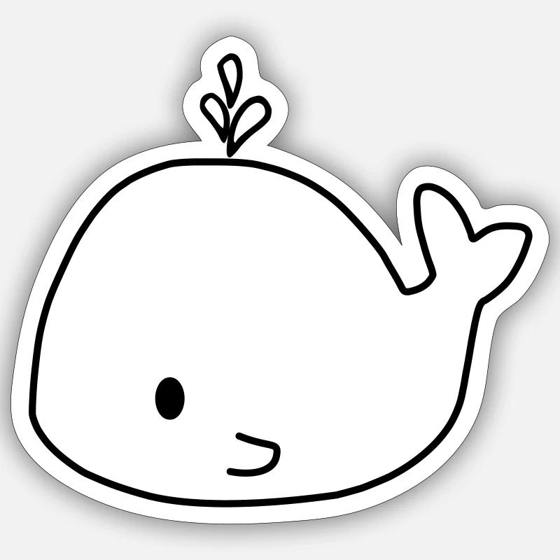 Baleine douce - Sticker taille S (10 x 10 cm) - blanc mat
