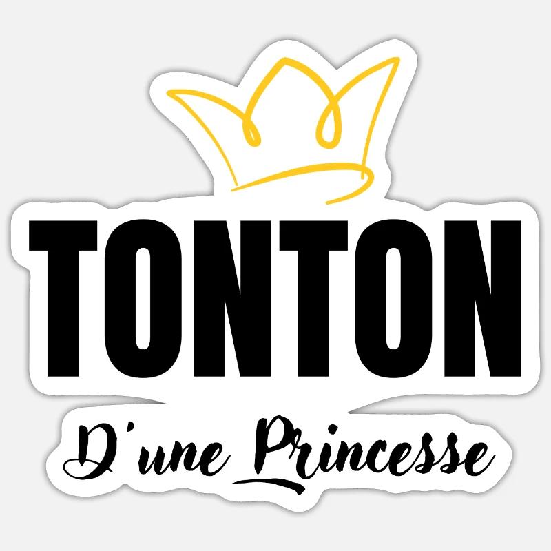 tonton d'une princesse - Sticker taille S (10 x 10 cm) - blanc mat