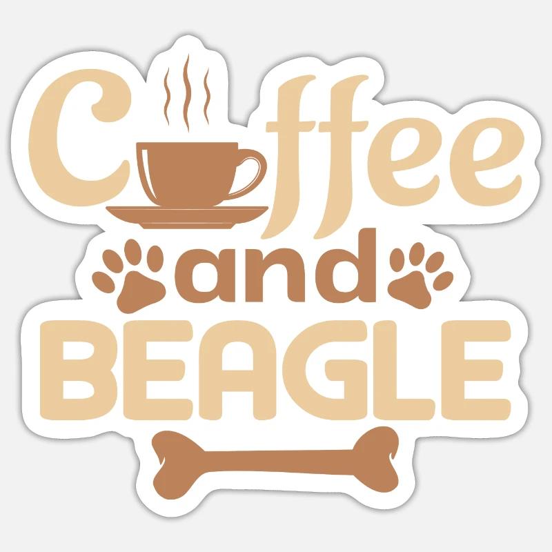 Kaffee und Beagle Sticker Größe S (10 x 10 cm)