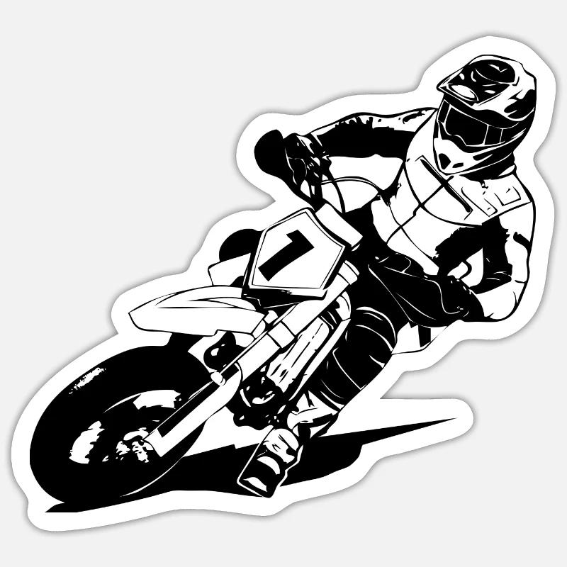 Supermotard - Sticker taille S (10 x 10 cm) - blanc mat