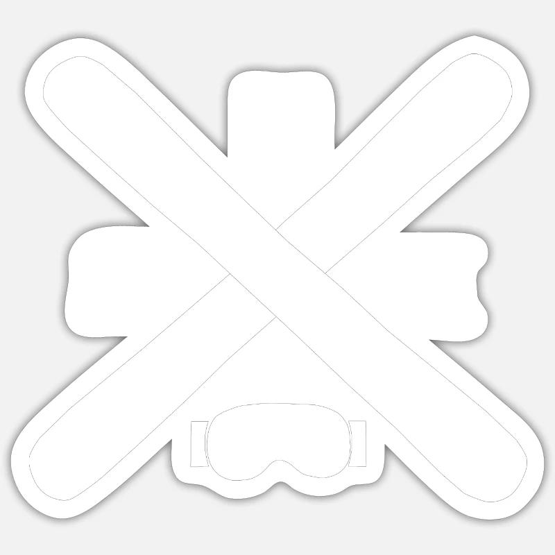 Ski - Sticker Größe S (10 x 10 cm) - Mattweiß