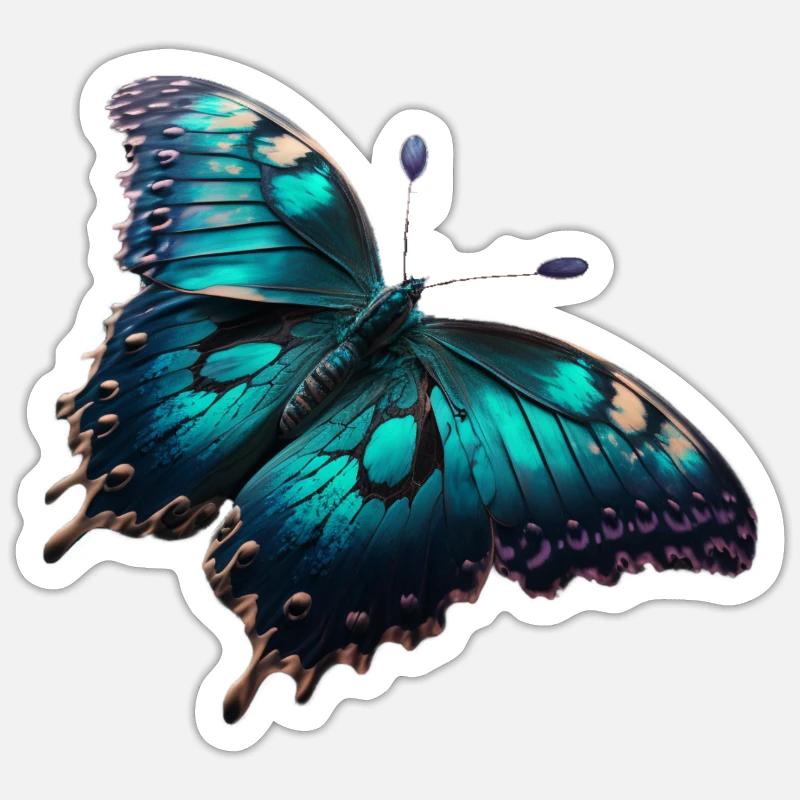 Papillon, chenille, insecte - Sticker taille S (10 x 10 cm) - blanc mat