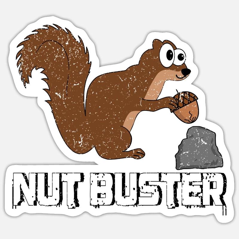 Nut Buster, Funny Squirrel Pun - Sticker size S (10 x 10 cm) - white matte