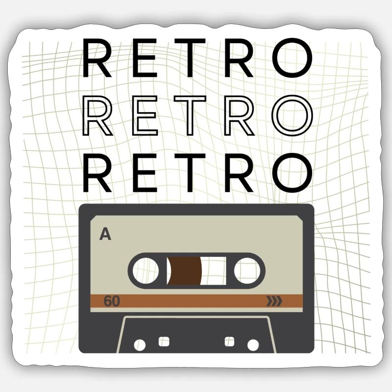 Retro Design Cassette - Sticker taille S (10 x 10 cm) - blanc mat