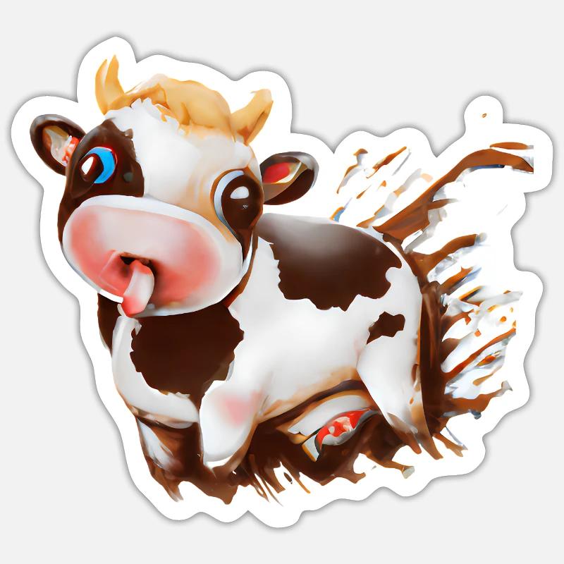 Schokoladen-Kuh mit Kakaospritzern - Sticker Größe S (10 x 10 cm) - Mattweiß