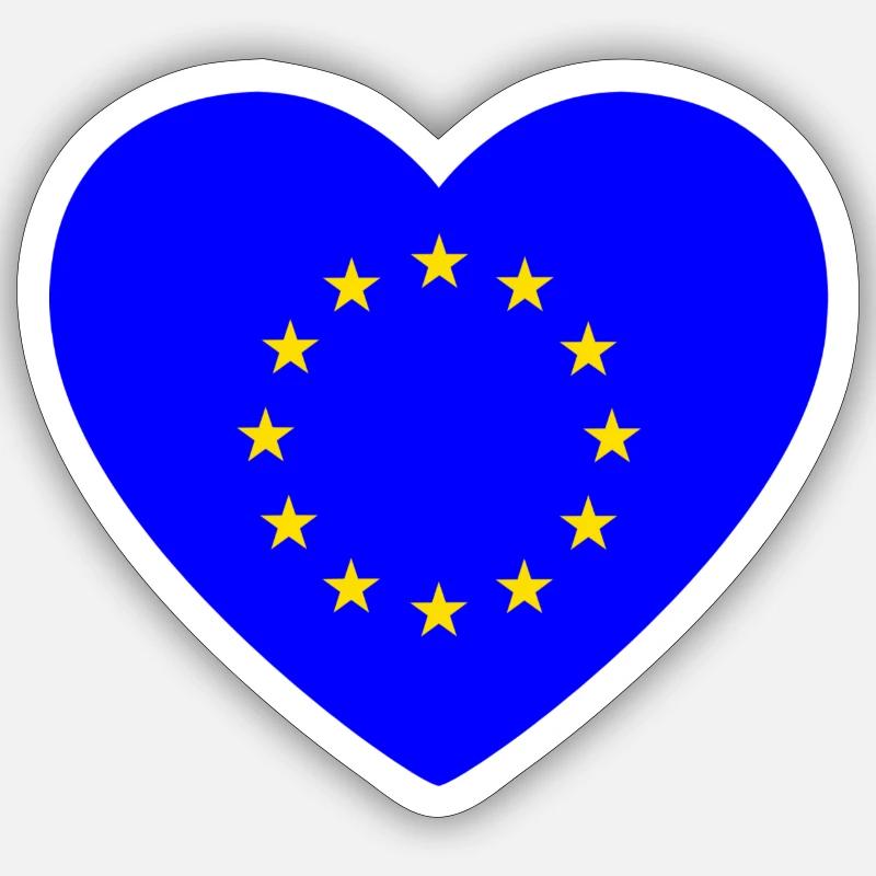 J’aime l’Europe - Sticker taille S (10 x 10 cm) - blanc mat