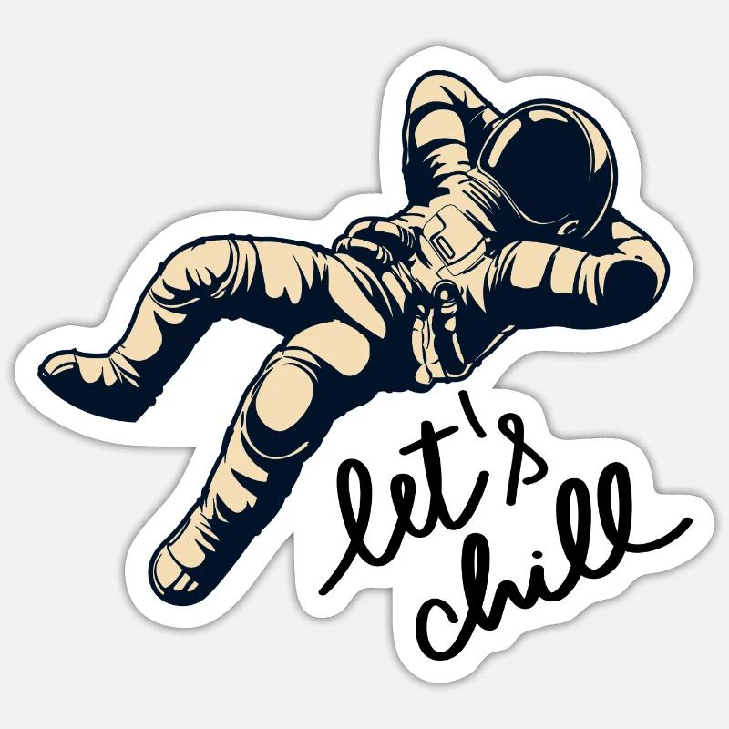Astronaute Let’s Chill - Sticker taille S (10 x 10 cm) - blanc mat